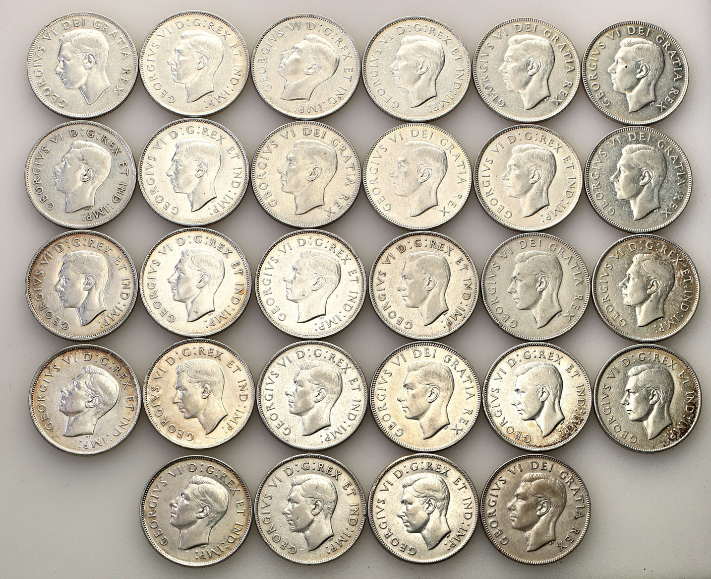 Kanada. Jerzy VI. 1/2 dolar 1938-1952, zestaw 28 sztuk